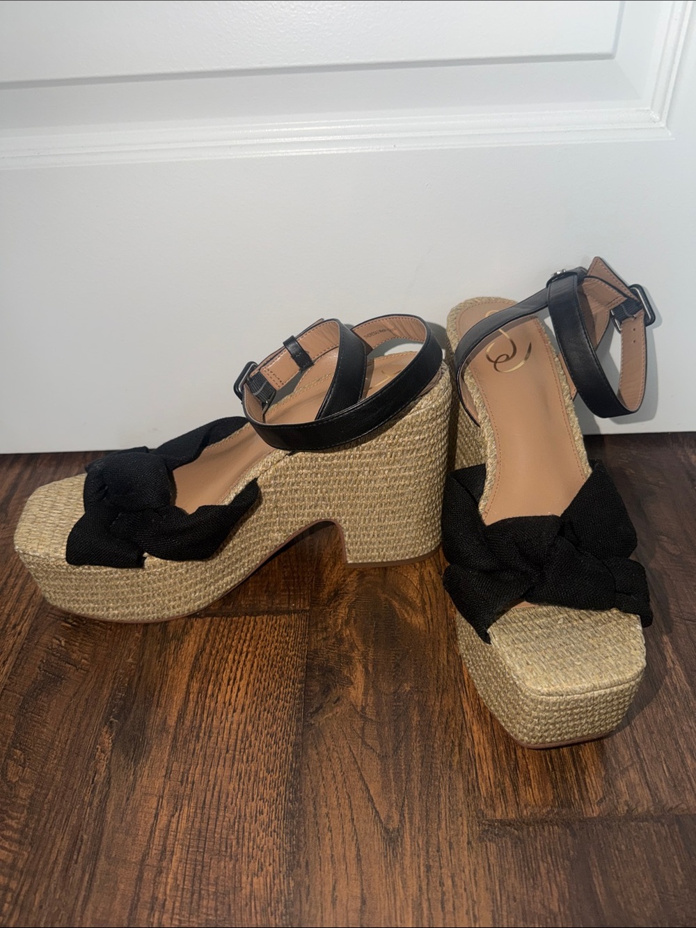 Sam Edelman Black Knotted Espadrille Platform Sandals - Women NWOT